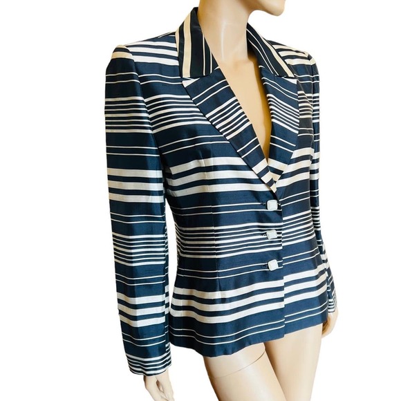 Ecaille Paris Silk Jacket Blazer Sz 12 Preowned Buttons Closure - Picture 6 of 14